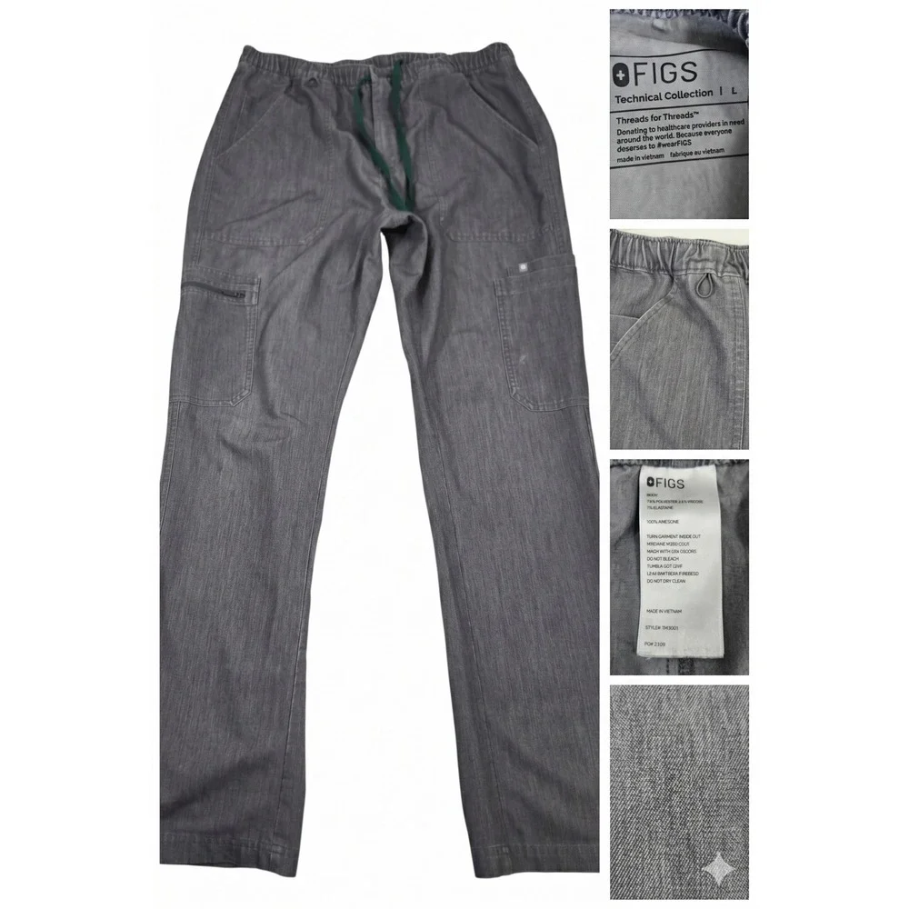 Figs Scrub Pants Mens LG Graphite Gray Technical Collection Style 32x32 Cargo